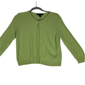 INC Womens Green Silk Blend Cardigan Size S Pearl Button Luxe Feminine Coquette